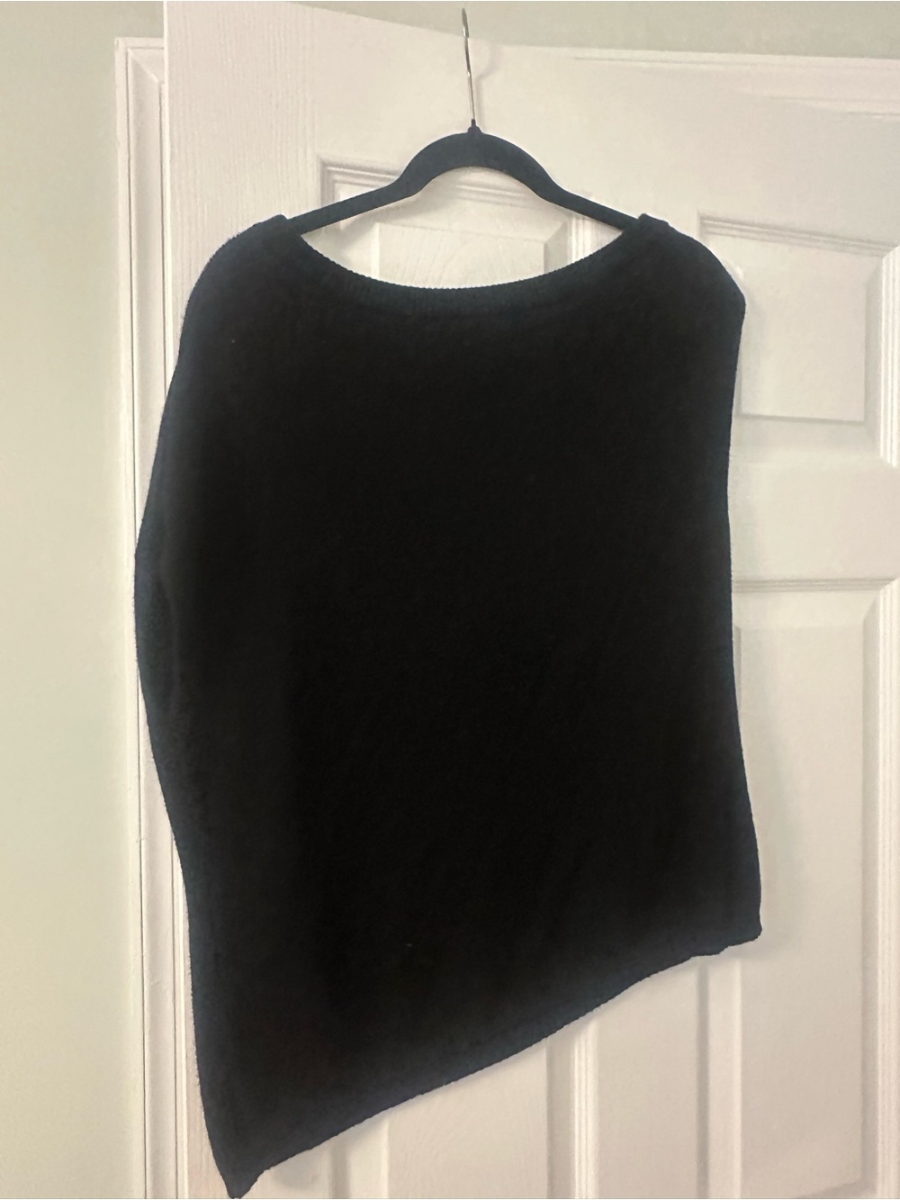 Black Asymmetric One-Shoulder Women’s Top, slightly off the shoulder